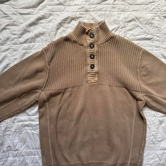 BKE ribbed mock neck sweater sz L quarter button preppy fisherman academia - Picture 4 of 8